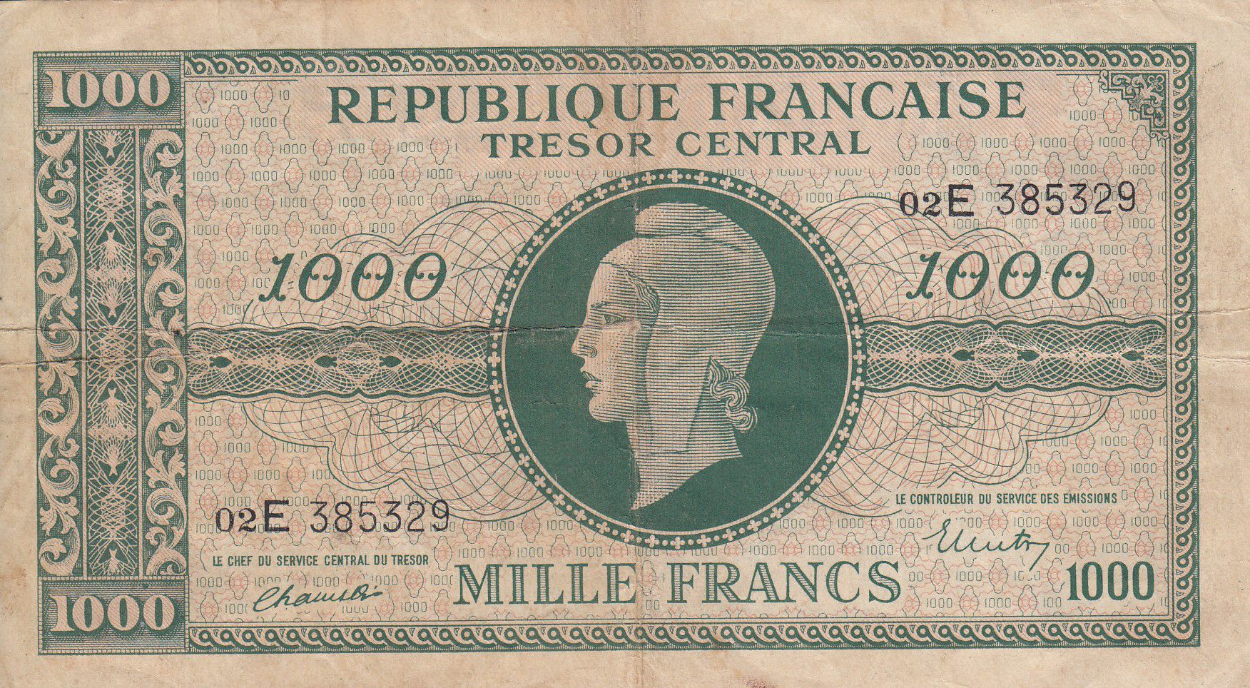 1000 francs in dollars