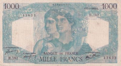 1000 francs Trésor - Banknotes - Europe - France - Face value 1000 Francs