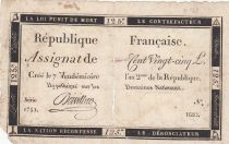 France 125 Livres - 7 Vendémiaire An II - 1793 - Sign. Doivillier - Serial 1751