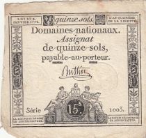 France 15 sols - French Revolution (04-01-1792) - Sign. Buttin - Serial 1003