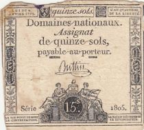 France 15 sols - French Revolution (04-01-1792) - Sign. Buttin - Serial 1805