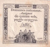 France 15 Sols - Liberté et Droit 04-01-1792 - Sign. Buttin - Série 1920