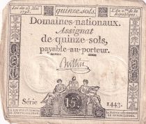 France 15 Sols - Liberty and Justice - 23-05-1793 - Sign. Buttin - Serial 1443