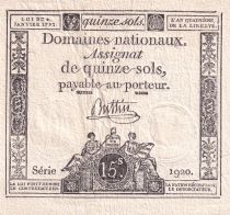 France 15 Sols - Liberty and Justice 1792 - Sign. Buttin - Serial 1920
