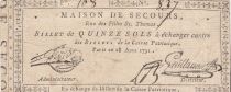 France 15 sols - Maison de secours, rue des filles St. Thomas - 1791