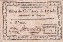 France 15 Sols - Sarthe - Municipalité de la Flèche - Serial A - 1791