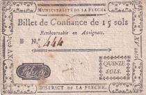 France 15 Sols - Sarthe - Municipalité de la Flèche - Serial B - 1791