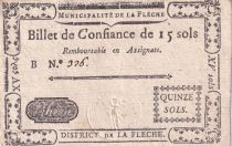 France 15 Sols - Sarthe - Municipalité de la Flèche - Série B - 1791