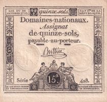 France 15 sols French Revolution - Sign. Buttin - Serial 428