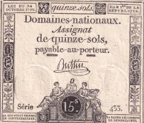 France 15 sols French Revolution - Sign. Buttin - Serial 433