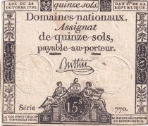 France 15 sols French Revolution - Sign. Buttin - Serial 770
