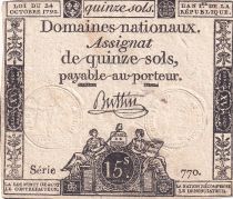 France 15 sols Liberté et Droit (24-10-1792) - Sign. Buttin - Série 770