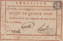 France 15 sous - Somme - Abbeville County Council - 30-12-1791 -Numéro 5814