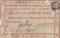 France 15 sous- Somme - Conseil général de la commune d\'Abbeville - 1791