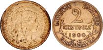 France 2 Centimes Liberty head - 1900 Scarce !