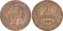 France 2 Centimes Liberty head - 1907 Scarce !