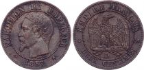 France 2 Centimes Napoleon III - Nude Head - 1857 D Lyon