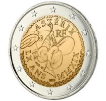 France 2 Euros Commémo. France 2019 - 60 ans d\'Astérix - coincard  Obélix rend hommage à son ami Astérix en lui sculptant une mo