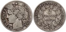 France 2 Francs Cérès - 1871 Grand A Paris - Argent