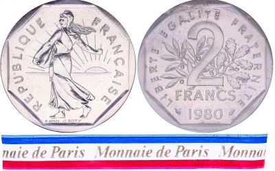 Coin France 2 Francs Pi fort 1980 Silver