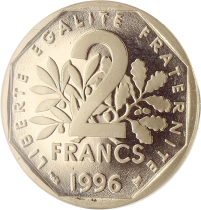 France 2 Francs Proof Sower 1996