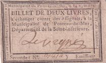 France 2 Livres - Eure - Municipalité de Ponteau-de-Mer - 14-08-1792