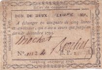 France 2 Sols - Calvados - Brochet marchand à Vire - 1792