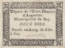 France 2 sols - Orne - District d\'Argentan, municipalité de Say - 1792