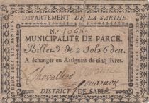 France 2 sols 6 deniers - Sarthe - Municipalité de Parcé - 1792