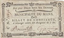 France 2 sous 6 deniers - Sarthe - Municipalité du Mans - 1792