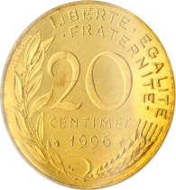 France 20 Centimes BE Marianne 1996