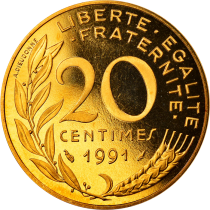 France 20 centimes Marianne - 1991 - Proof