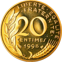 France 20 centimes Marianne - 1998 - BE