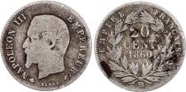 France 20 Centimes Napoléon III - 1860 BB Strasbourg Argent