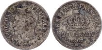 France 20 Centimes Napoleon III - 1867 BB Strasbourg - Argent