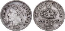 France 20 Centimes Napoleon III - 1867 BB Strasbourg - Silver