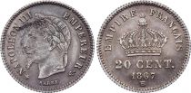 France 20 Centimes Napoleon III - 1867 BB Strasbourg - Silver