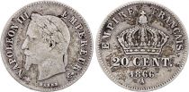 France 20 Centimes Napoleon III Head Laurel - 1866 A Silver