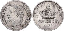 France 20 Centimes Napoleon III Head Laurel - 1866 A Silver