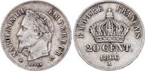 France 20 Centimes Napoleon III Head Laurel - 1866 A Silver