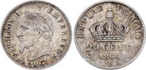 France 20 Centimes Napoleon III Head Laurel - 1866 BB Silver