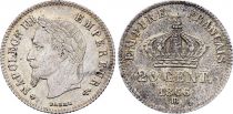 France 20 Centimes Napoleon III Head Laurel - 1866 BB Silver