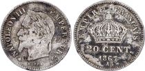 France 20 Centimes Napoleon III Head Laurel - 1867 A Paris Silver