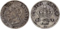 France 20 Centimes Napoleon III Head Laurel - 1867 A Paris Silver