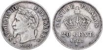 France 20 Centimes Napoleon III Head Laurel - 1868 A Silver