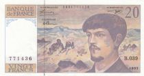 France 20 Francs  - Debussy - 1993 -  Série B.039