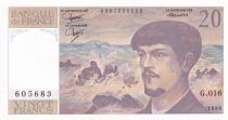 France 20 Francs - Debussy  - 1985 - Serial G.016