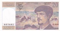 France 20 Francs - Debussy  - 1985 - Serial G.016