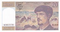 France 20 Francs - Debussy  - 1985 - Serial H.015