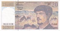 France 20 Francs - Debussy  - 1993 - Serial P.042